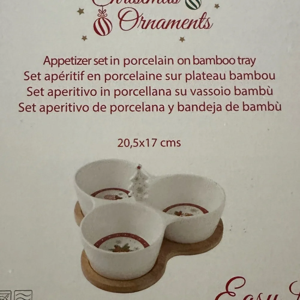 New Easy life Christmas appetiser set in porcelain on bamboo tray